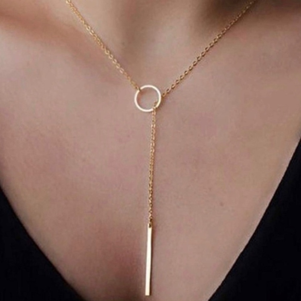 Gold Circle and Bar Necklace